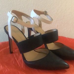 Banana Republic classic black and white ankle strap heels